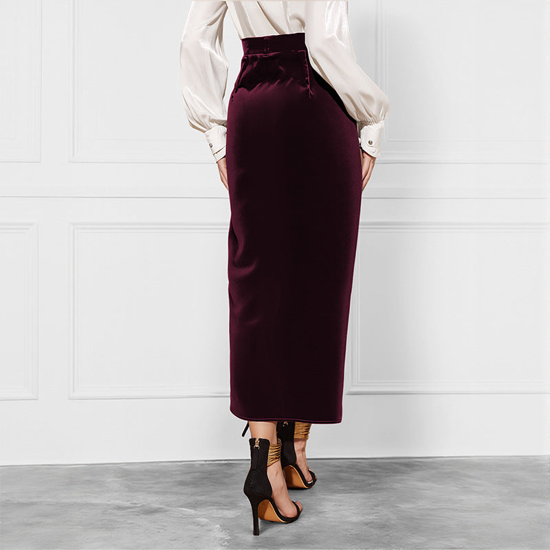 Damen Eleganter Wickelrock mit Taillengürtel Drune