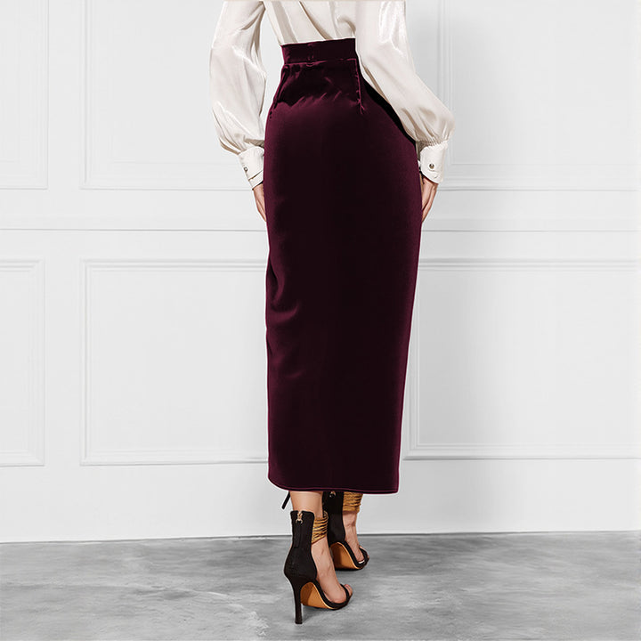 Damen Eleganter Wickelrock mit Taillengürtel Drune