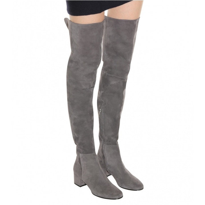 Damen Über-das-Knie Wildleder Blockabsatz Stiefel Drune