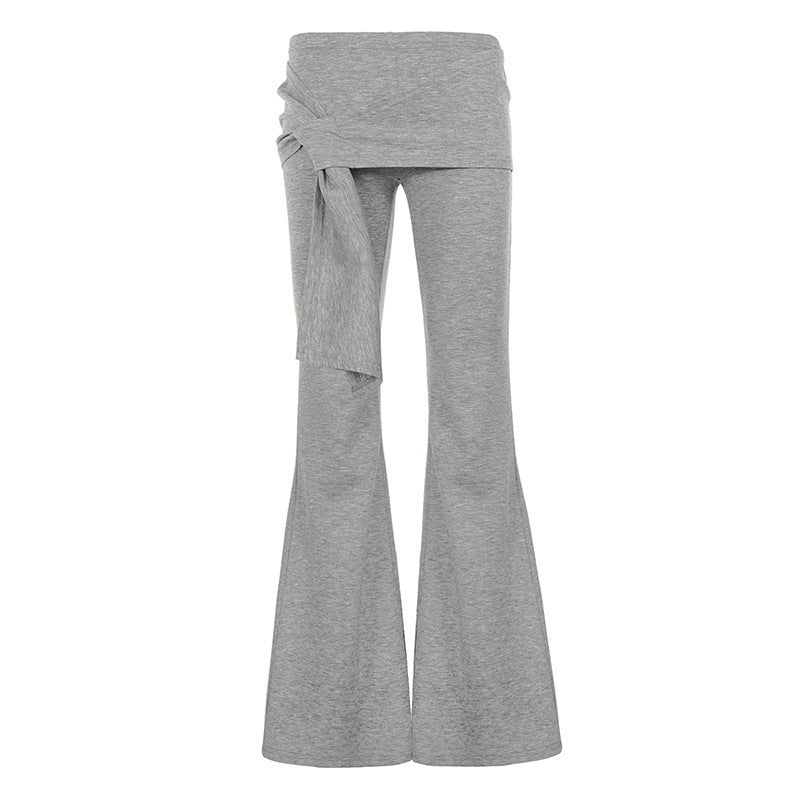 Damen Flair-Loungehose mit Wickelbund, Bindeschal und weitem Schlag Drune