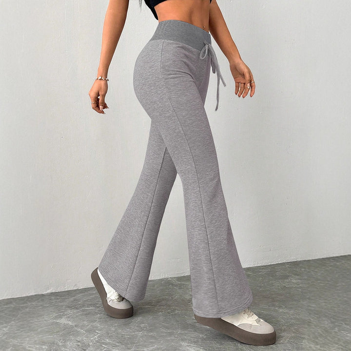 Damen Flared Loungehose mit hohem Bund und elastischem Kordelzug Drune