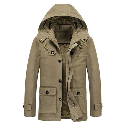 Herren Canvas-Militärparka mit Teddy-Fleece Innenfutter und Multifunktions‑Taschen Drune
