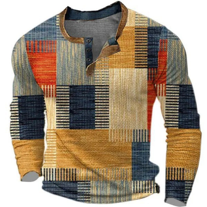 Herren Sportliches Langarmshirt mit Knopfleiste Drune