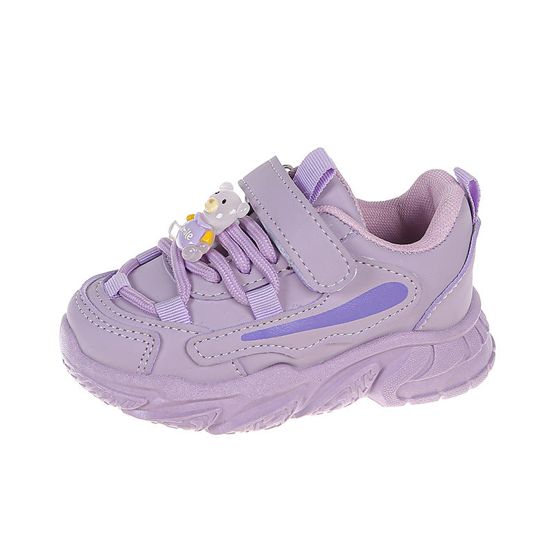 Damen Sportliche Kinder Sneakers mit praktischem Klettverschluss und tierischen Applikationen Drune