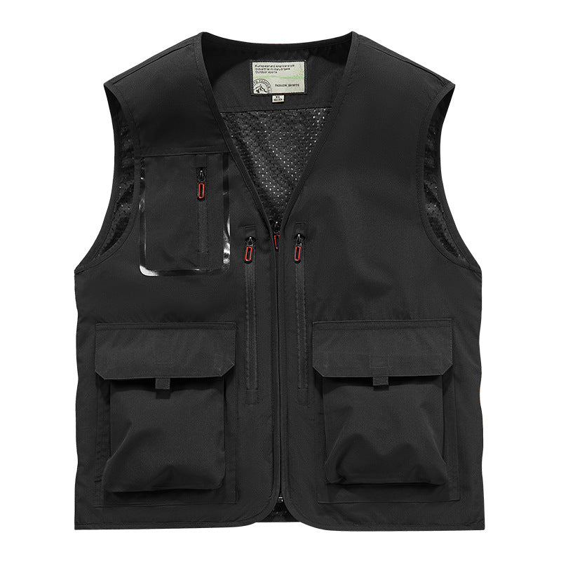 Herren Multifunktionale Outdoor-Utilityweste mit Mesh-Innenfutter und Mehrfach-Taschen Drune