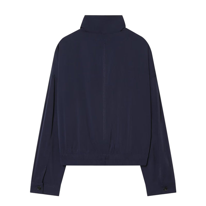Damen Cropped Bomberjacke mit Stehkragen, durchgehendem Reißverschluss und aufgesetzten Pattentaschen Drune