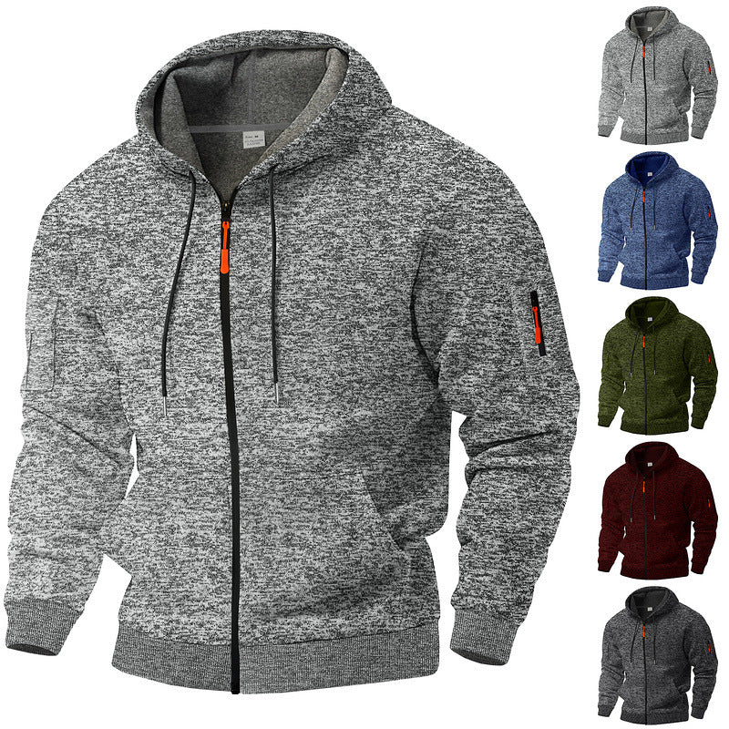 Herren nan sportliche Kapuzenjacke mit durchgehendem Reißverschluss und Ärmeltasche Drune