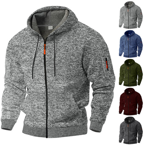 Herren nan sportliche Kapuzenjacke mit durchgehendem Reißverschluss und Ärmeltasche Drune