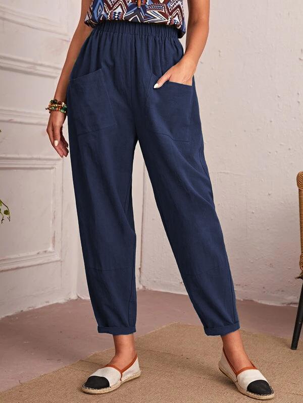 Damen Bequeme Chino-Hose mit elastischem Bund und praktischen Taschen Drune