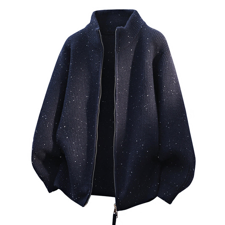 Damen Modische Strickjacke mit hohem Kragen und Reißverschluss Drune