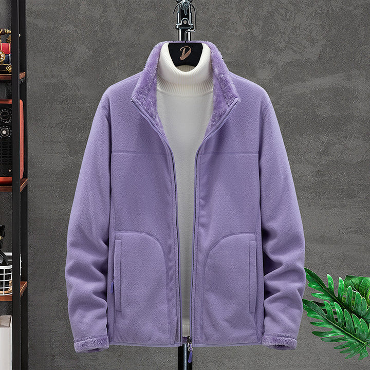 Damen Kuschelige Fleecejacke mit Teddyfutter, Stehkragen und Zwei Reißverschlusstaschen Drune