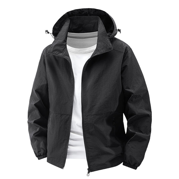 Herren nan packbare winddichte Softshell-Kapuzenjacke mit verstellbarer Kapuze Drune