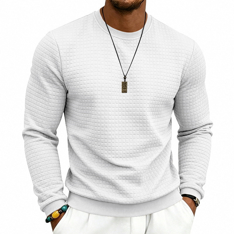 Herren Strukturiertes Rundhals-Sweatshirt mit Waffelstruktur und Rippbündchen Drune
