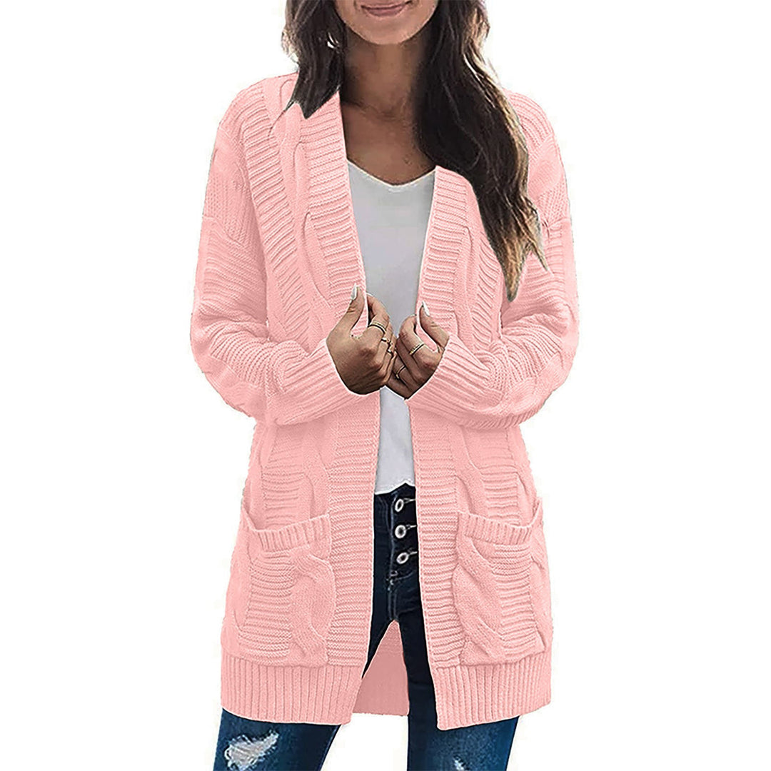 Damen Grobstrick Cardigan mit eleganten Zopfmuster und praktischen Taschen Drune