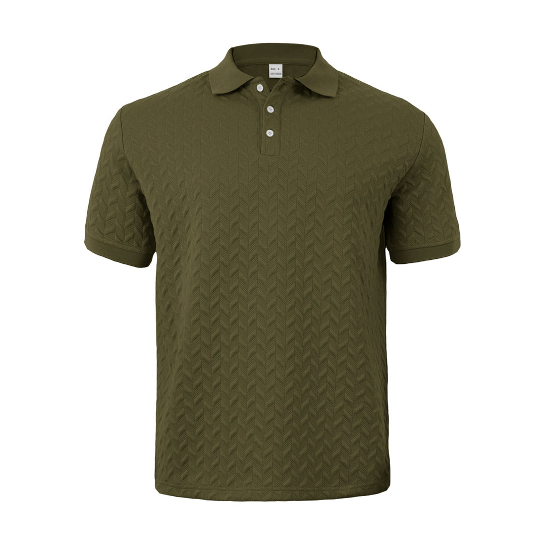 Herren nan feingewobenes Polohemd mit Chevron-Reliefstruktur und kurzer Knopfleiste Drune
