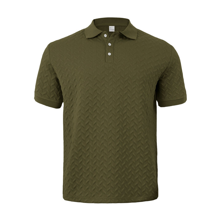 Herren nan feingewobenes Polohemd mit Chevron-Reliefstruktur und kurzer Knopfleiste Drune