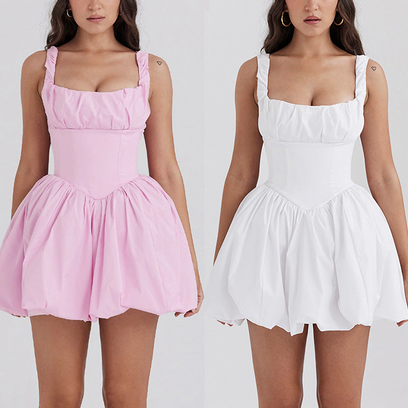 Damen Ballonkleid mit Spitzenakzenten Drune