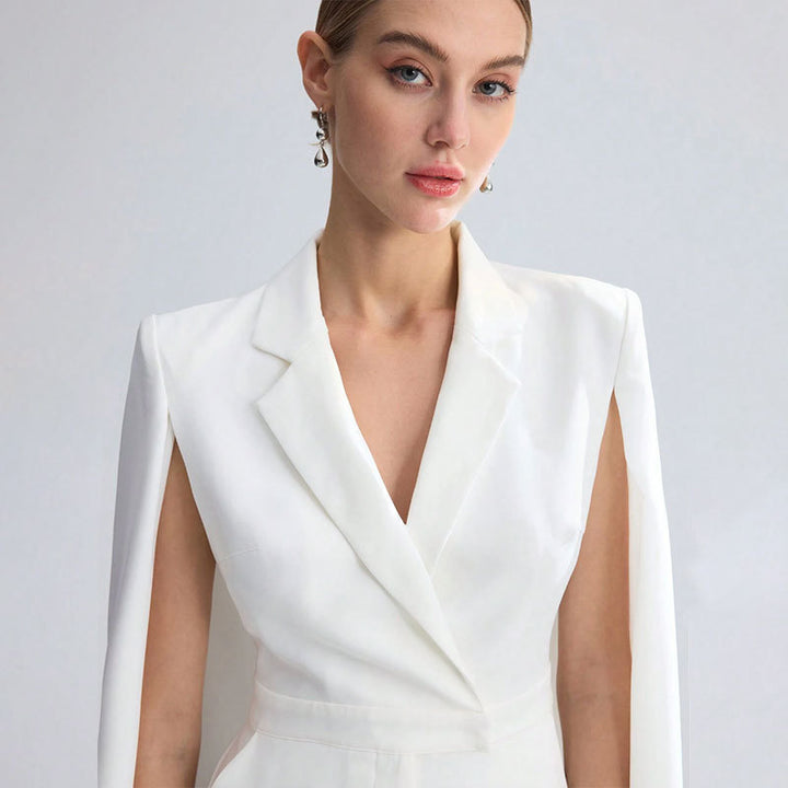 Damen Eleganter Jumpsuit mit Cape-Detail Drune