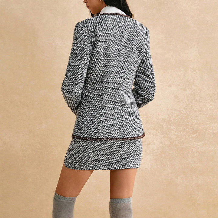 Damen Modische Tweedjacke mit Rock Drune