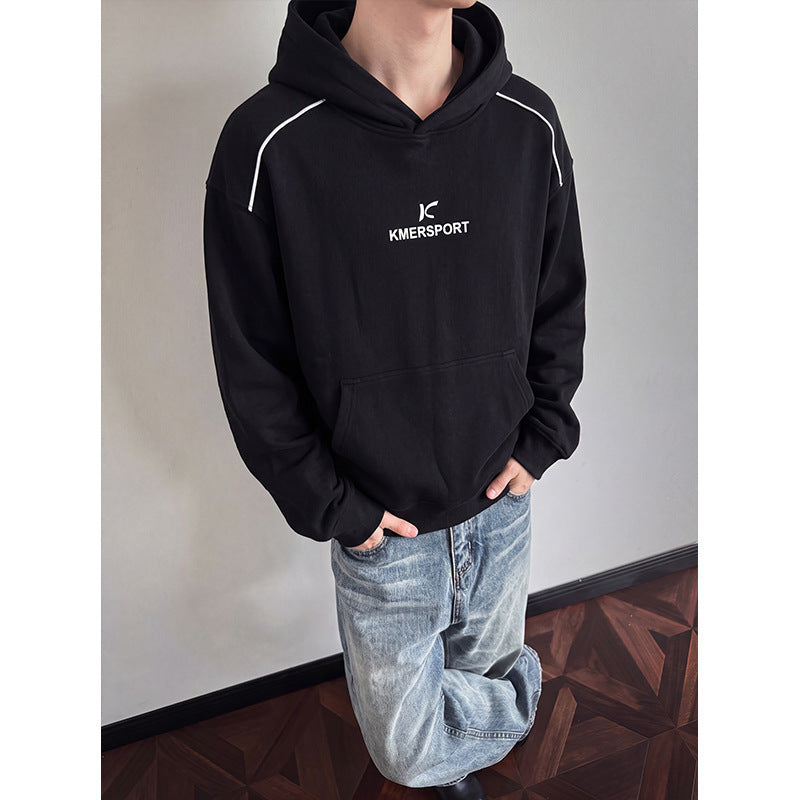 Herren Lässiger Kapuzenpullover im Sportstyle mit Kontrastpaspel und Kängurutasche Drune