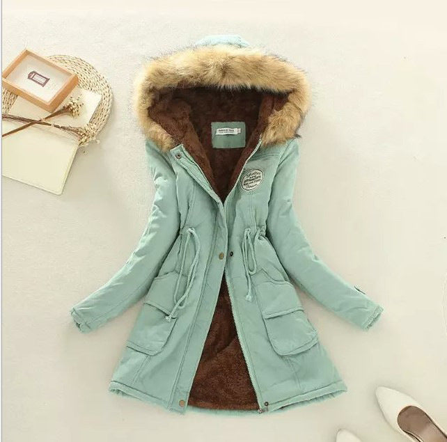 Damen nan hochwärmender Winterparka mit Teddy-Innenfutter, Tunnelzug und Kunstfellbesatz Drune