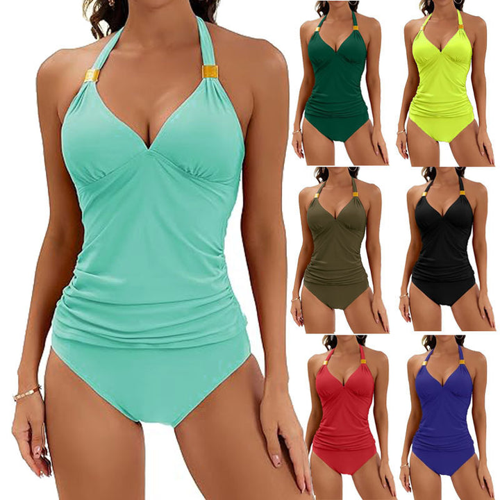 Damen Tankini mit gerafftem Oberteil und hohem Bund Drune