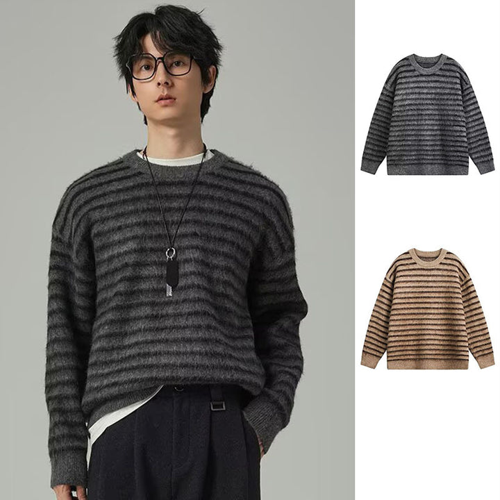 Damen Grobstrickpullover mit strukturiertem Streifenmuster Drune