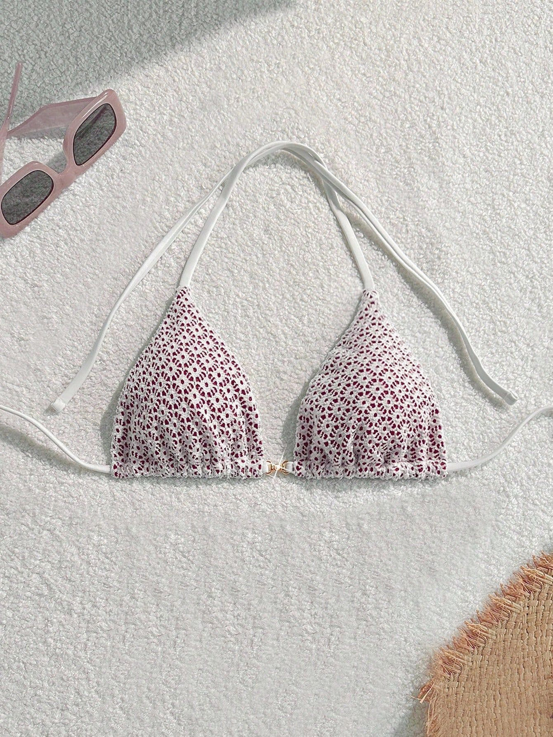 Damen Bikinihose mit seitlichen Bindebändern und floralem Muster Drune