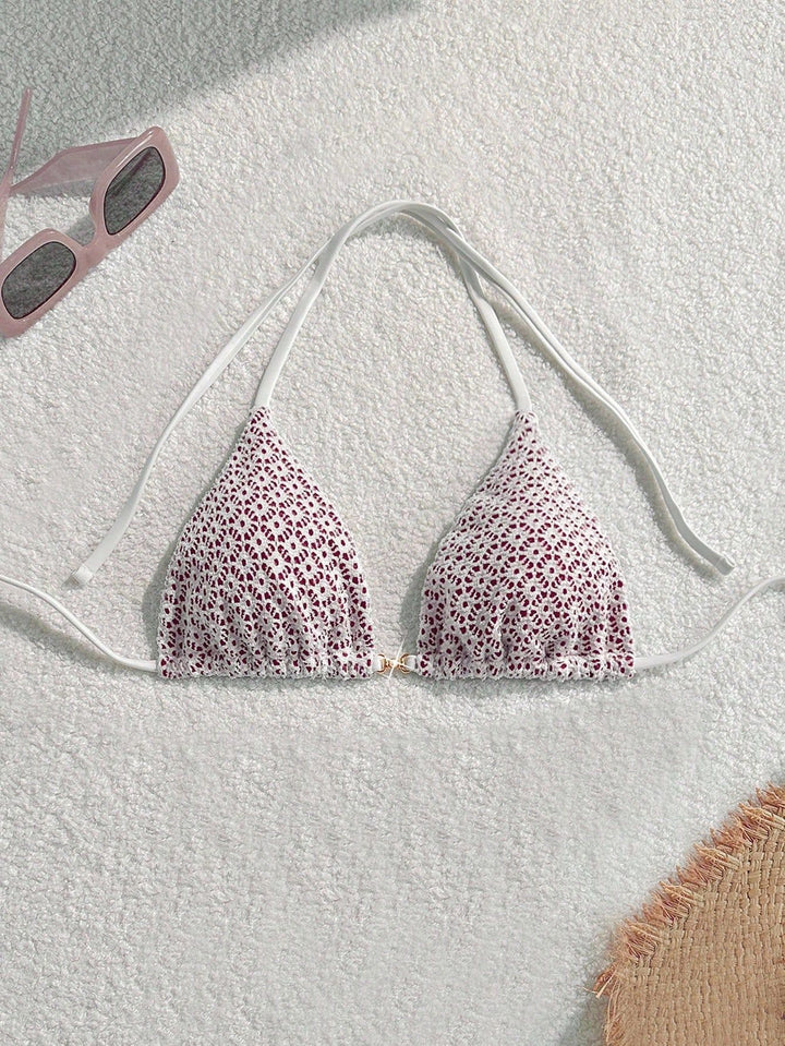 Damen Bikinihose mit seitlichen Bindebändern und floralem Muster Drune