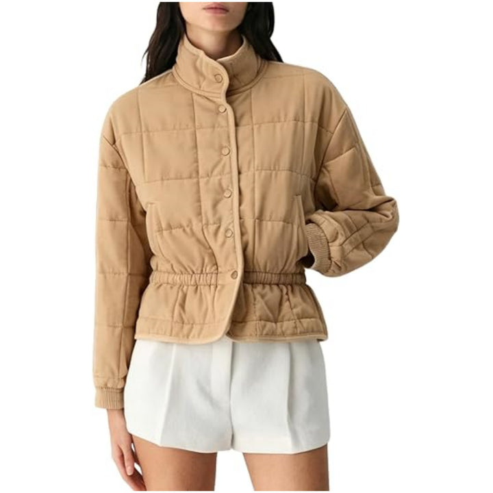 Damen Steppjacke mit Stehkragen und tailliertem Gummizug Drune