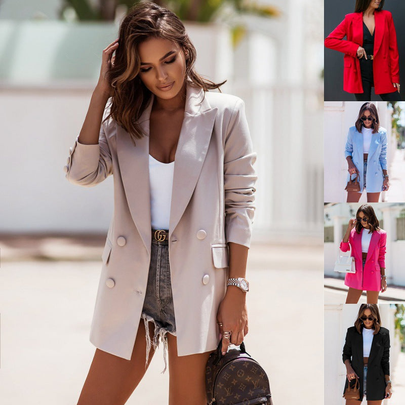 Damen modischer Oversized Blazer mit doppelter Knopfreihe und elegantem Schnitt Drune