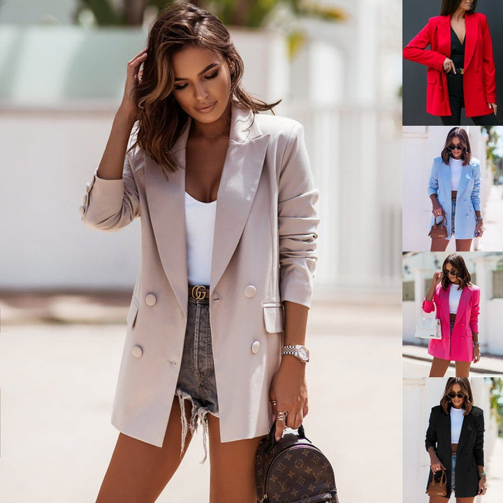 Damen modischer Oversized Blazer mit doppelter Knopfreihe und elegantem Schnitt Drune