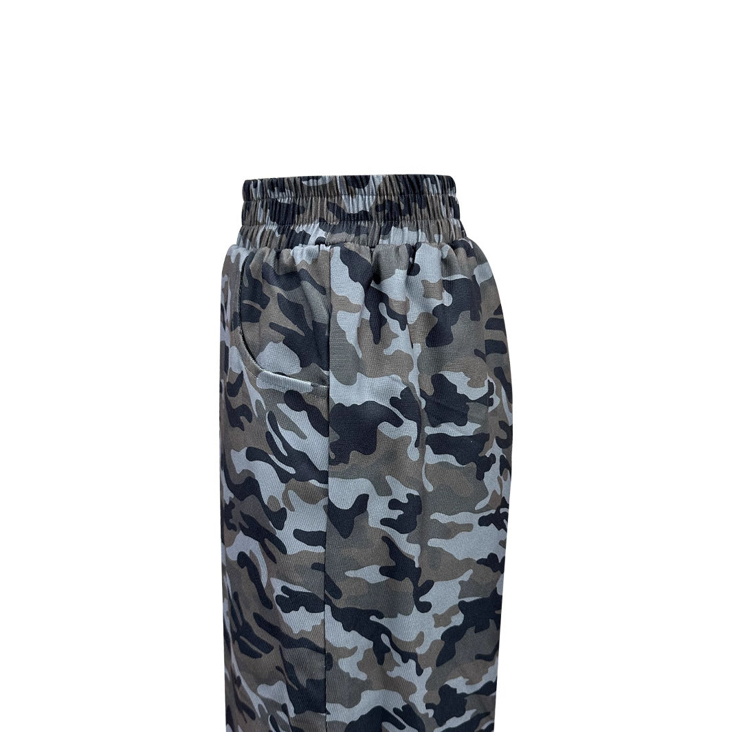 Damen weite Cargo-Hose mit modernem Camouflage-Print Drune