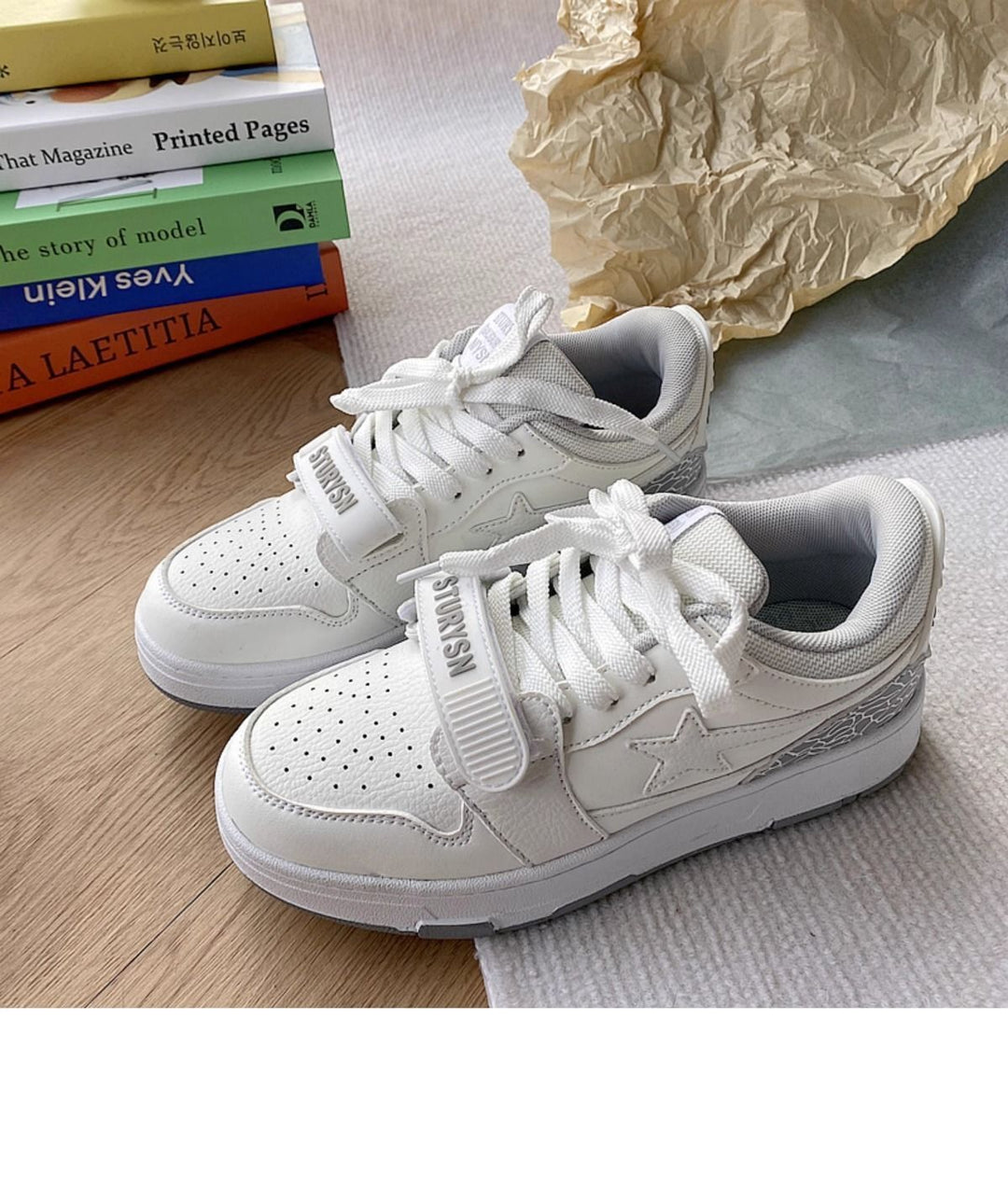 Damen Sneakers mit doppeltem Klettverschluss und atmungsaktiver Obermaterialstruktur Drune