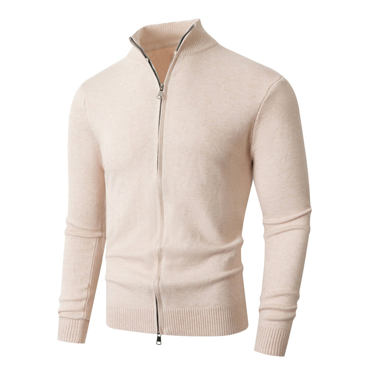 Herren Slim-Fit Feinstrick-Cardigan mit Zweifach-Reißverschluss und Stehkragen Drune