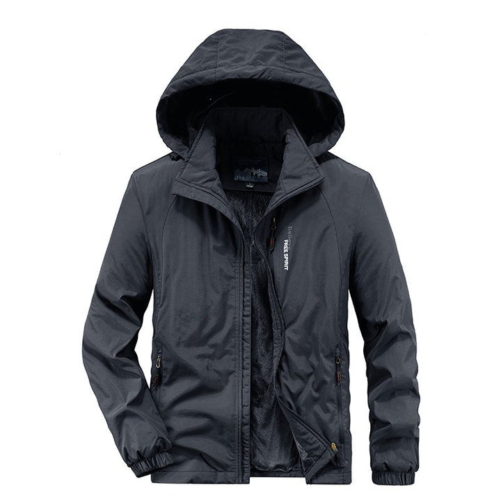 Herren Isolierte Outdoor-Übergangsjacke mit wärmendem Teddyfutter und Kapuze Drune