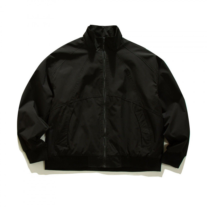 Herren Leichte Boxy-Trainingsjacke mit Stehkragen, Raglanärmeln und geripptem Saum Drune
