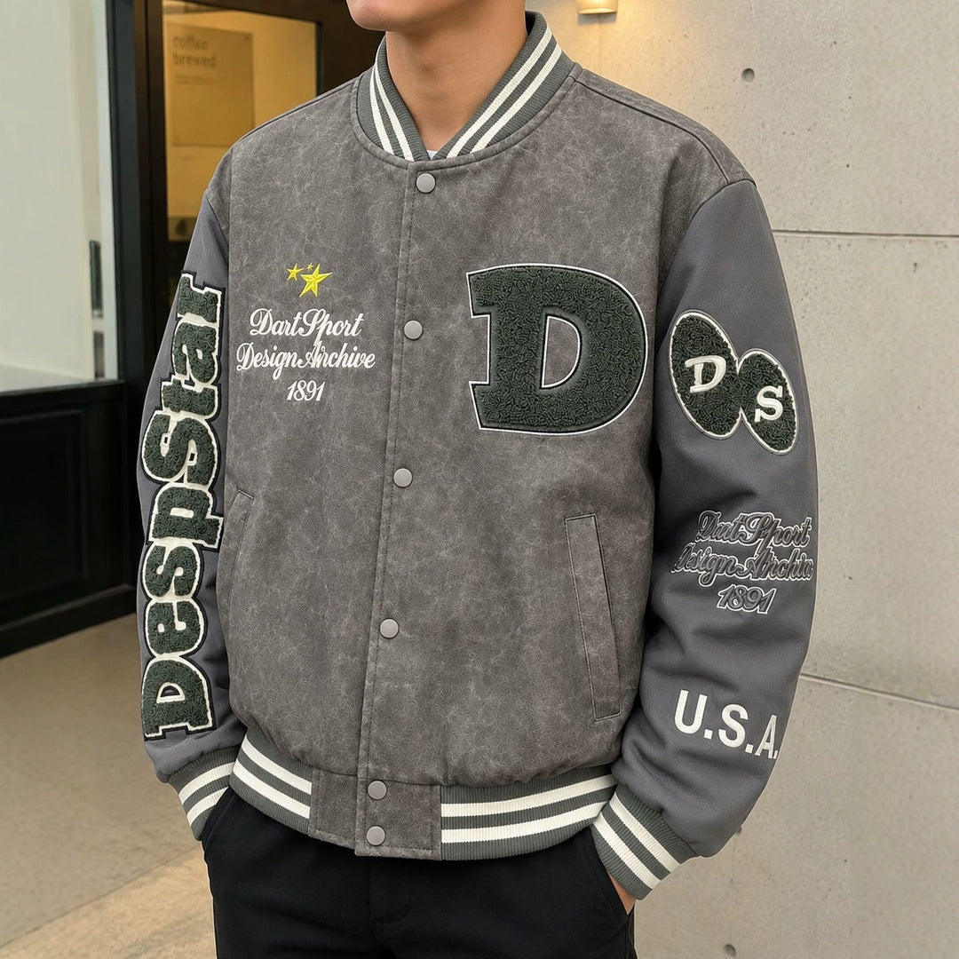 Herren Modische Bomberjacke mit gesticktem Design Drune