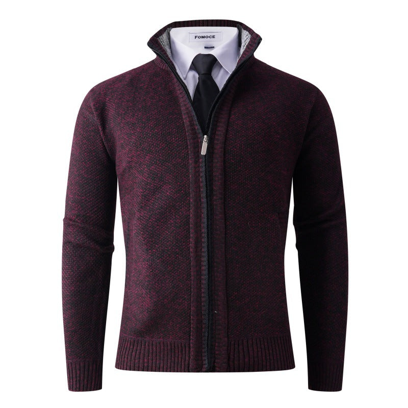 Herren stylische Strickjacke mit hohem Kragen und praktischen Taschen Drune