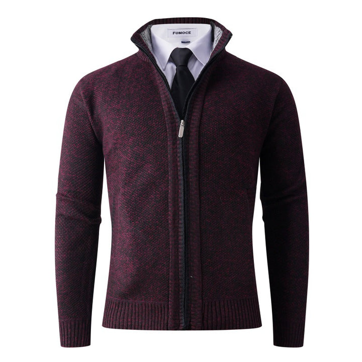 Herren stylische Strickjacke mit hohem Kragen und praktischen Taschen Drune