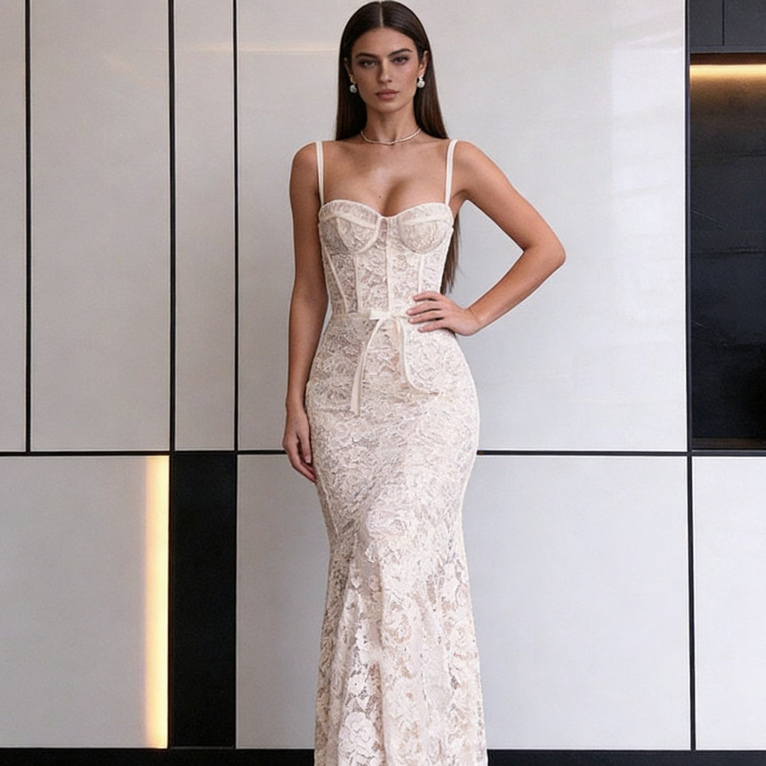 Damen Figürliches Spitzenkleid mit Korsett-Detail Drune