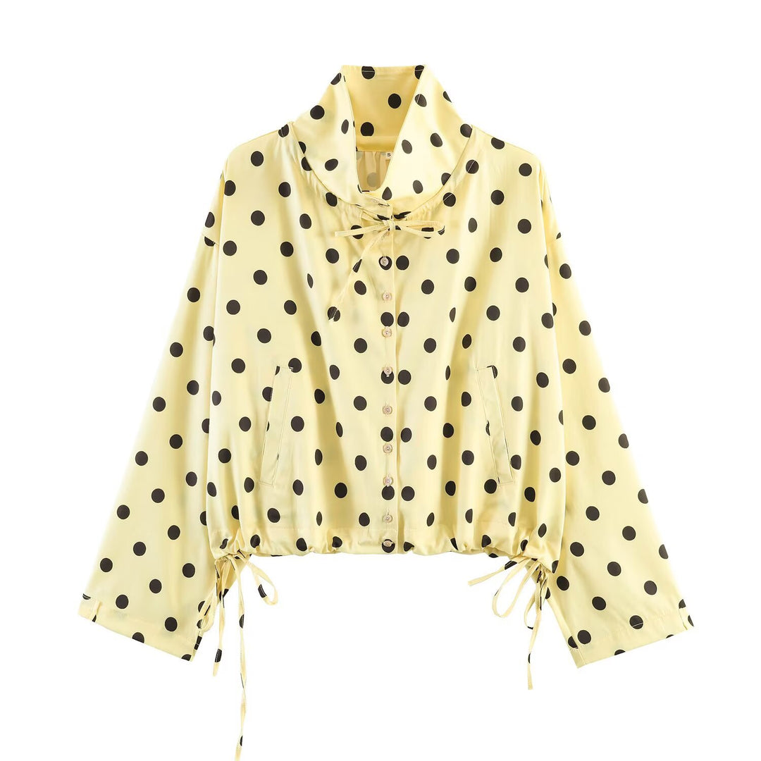 Damen Leichte Windjacke mit Stehkragen, Bindeschleife und Kordelzug Drune