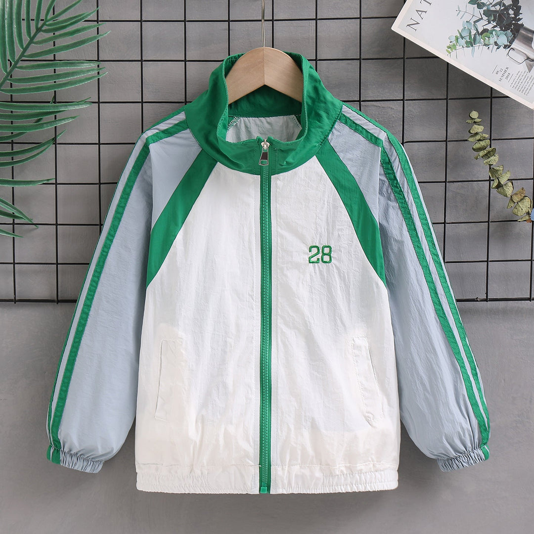 Damen nan sportlicher Retro Windbreaker mit Stehkragen und Raglanärmeln Drune