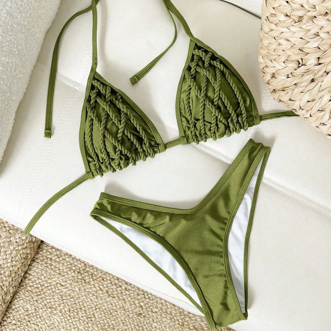 Damen geflochtener Triangel-Bikini Drune