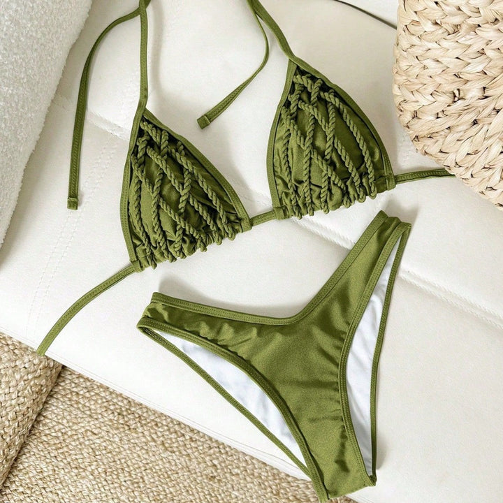 Damen geflochtener Triangel-Bikini Drune
