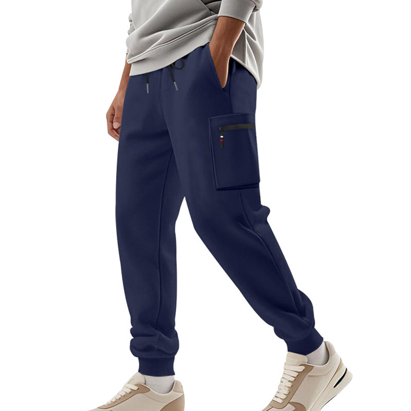 Herren Cargo-Jogginghose mit Reißverschluss-Cargotasche, elastischem Bund und geripptem Saum Drune