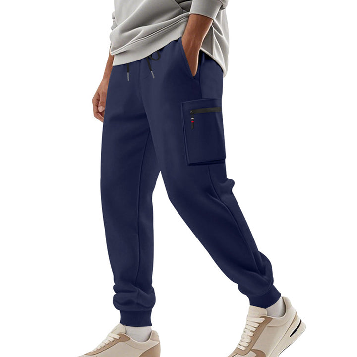 Herren Cargo-Jogginghose mit Reißverschluss-Cargotasche, elastischem Bund und geripptem Saum Drune