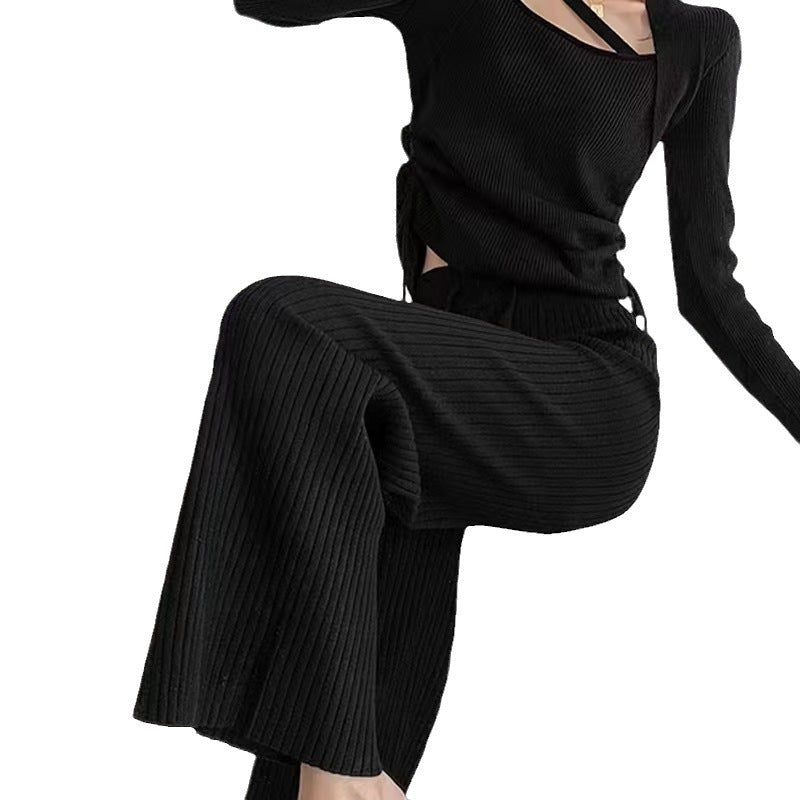 Damen Wickel-Pullover mit elegantem Rippdesign und V-Ausschnitt Drune