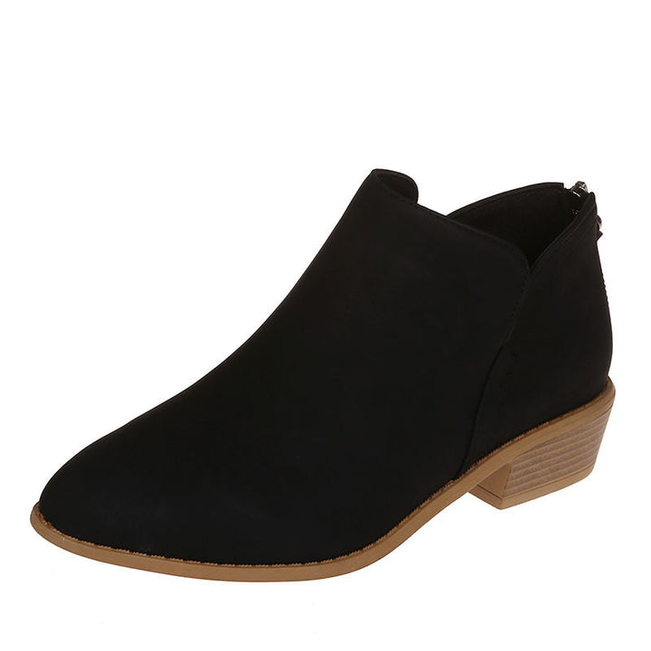 Damen nan spitz zulaufende Schlupf-Ankleboots mit kleinem Blockabsatz und ergonomischem Komfortfußbett Drune