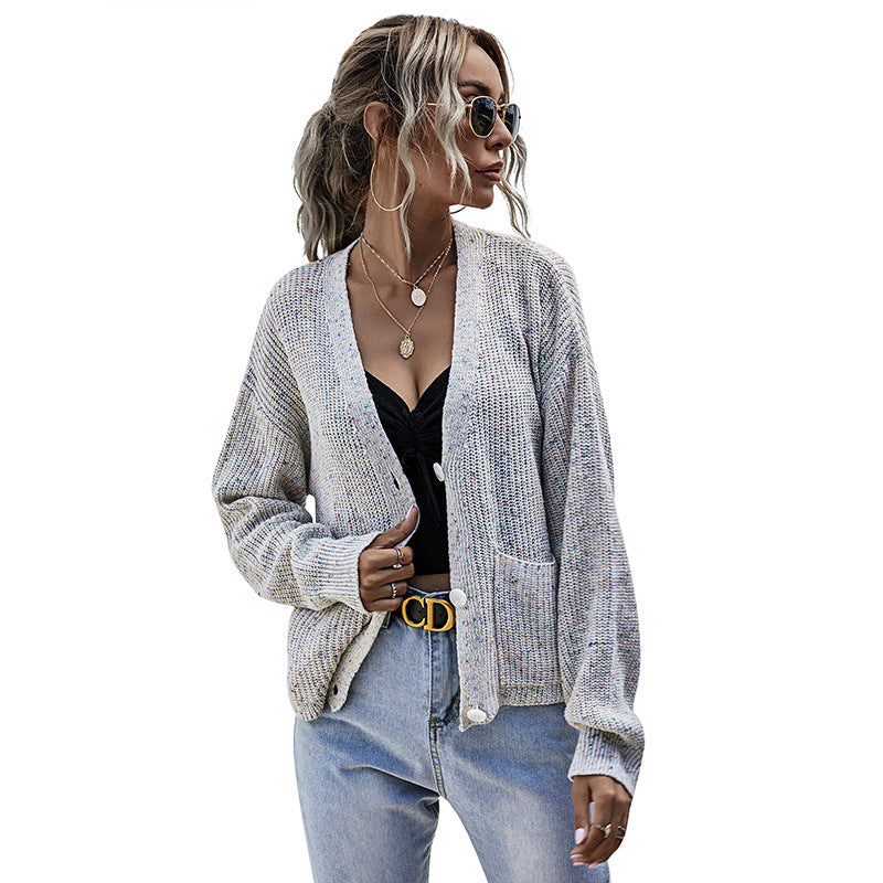 Damen Lässige Strickjacke mit Taschen und Knopfdetails Drune